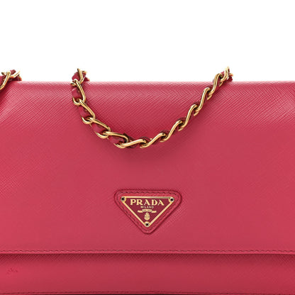 Prada Saffiano Lux Chain Shoulder Bag Peonia 8 of 11