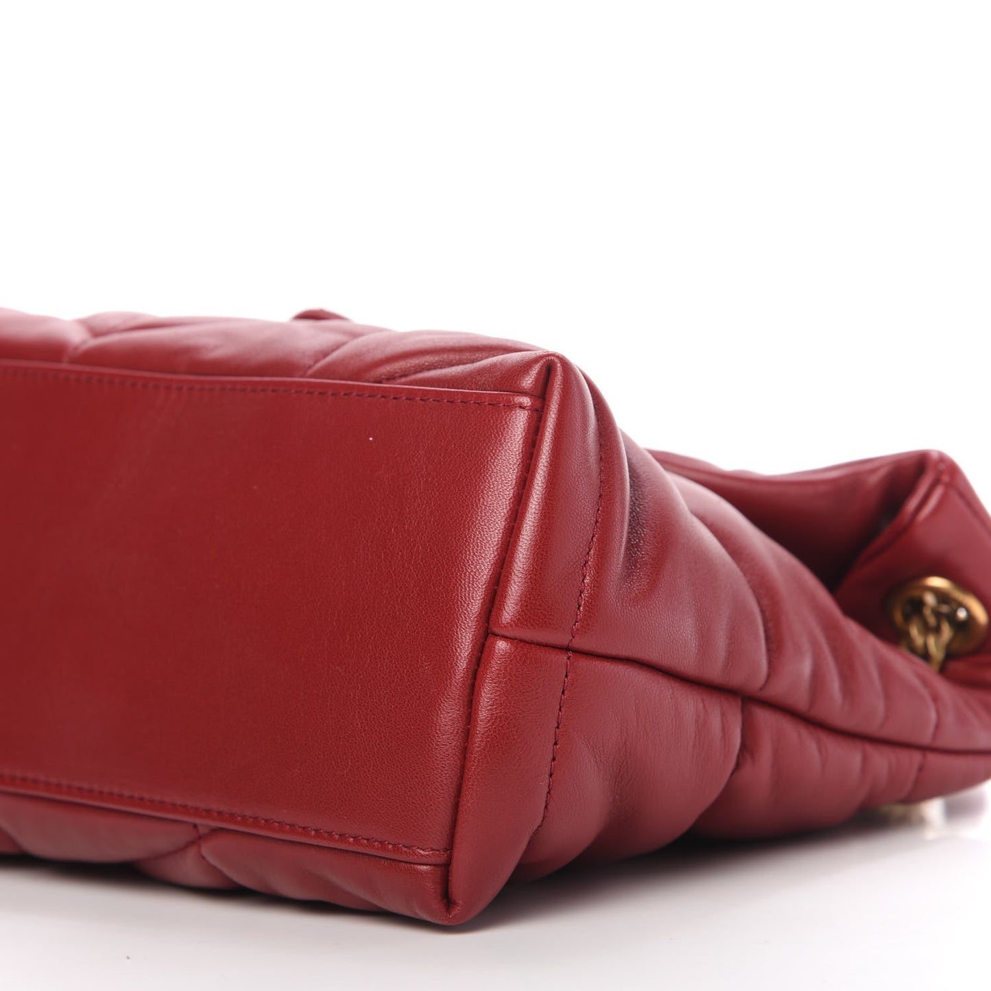 Lambskin Quilted Small Loulou Puffer Monogram Chain Satchel Opyum Red