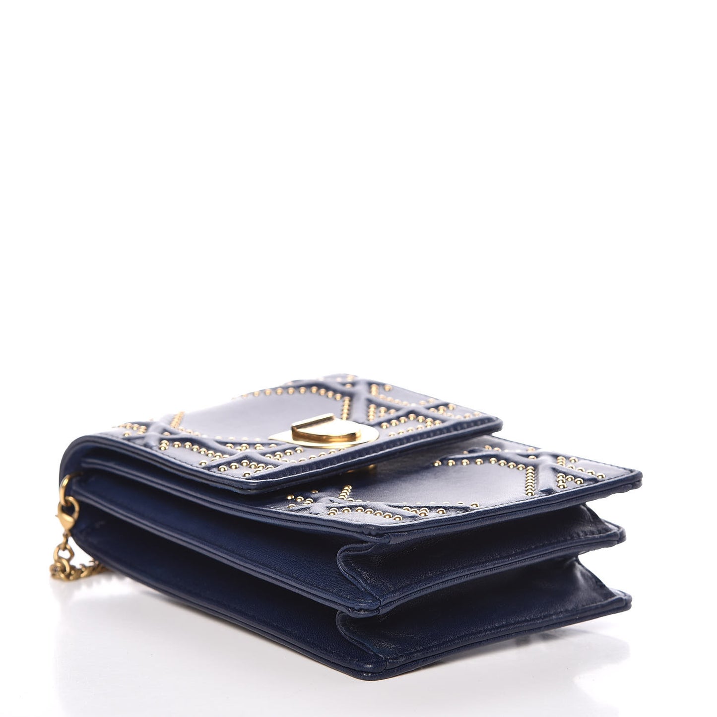 Lambskin Studded Vertical Diorama Indigo