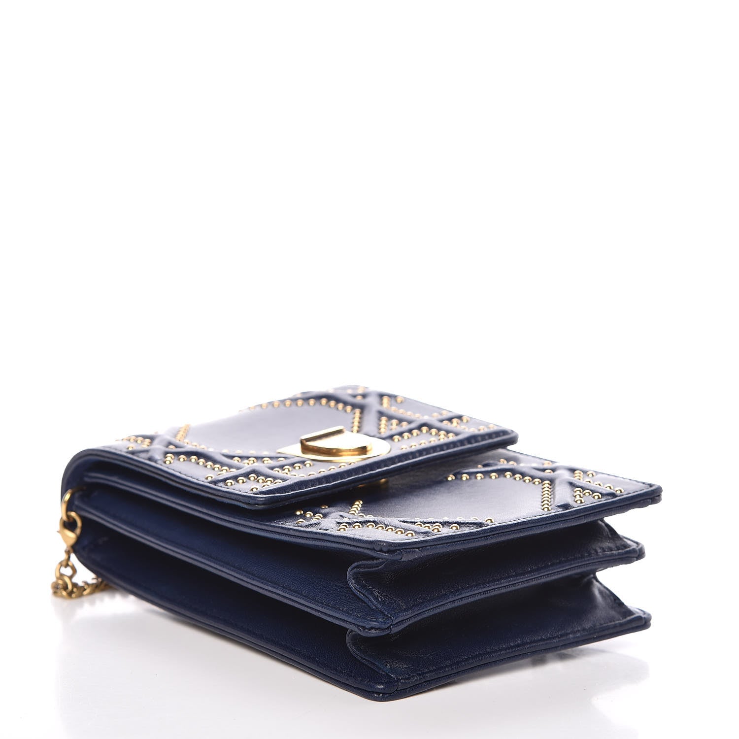 Christian Dior Lambskin Studded Vertical Diorama Indigo 4 of 10