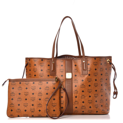 MCM Visetos Large Liz Reversible Shopper Tote Cognac 1 of 13