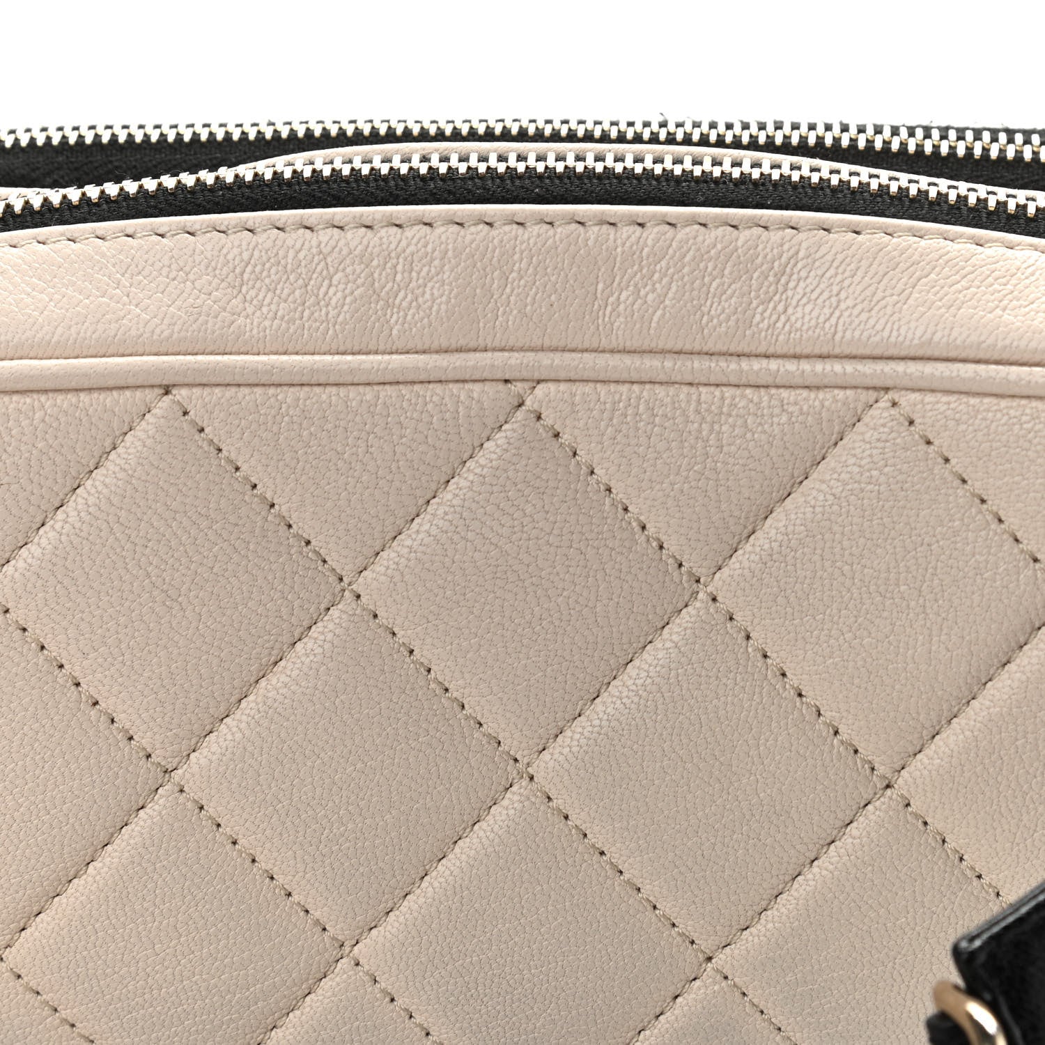 Chanel Goatskin Quilted Waist Bag Beige White Black 14 of 17
