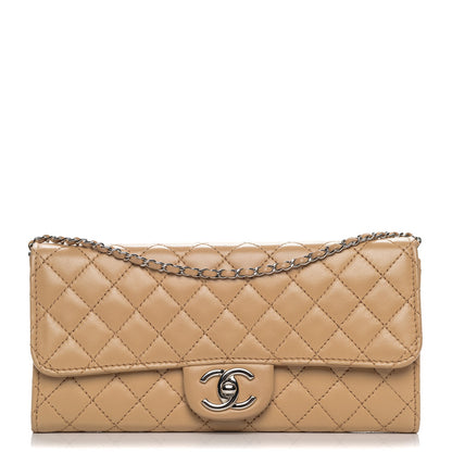 Chanel Lambskin Quilted Chain Clutch Flap Beige 1 of 7