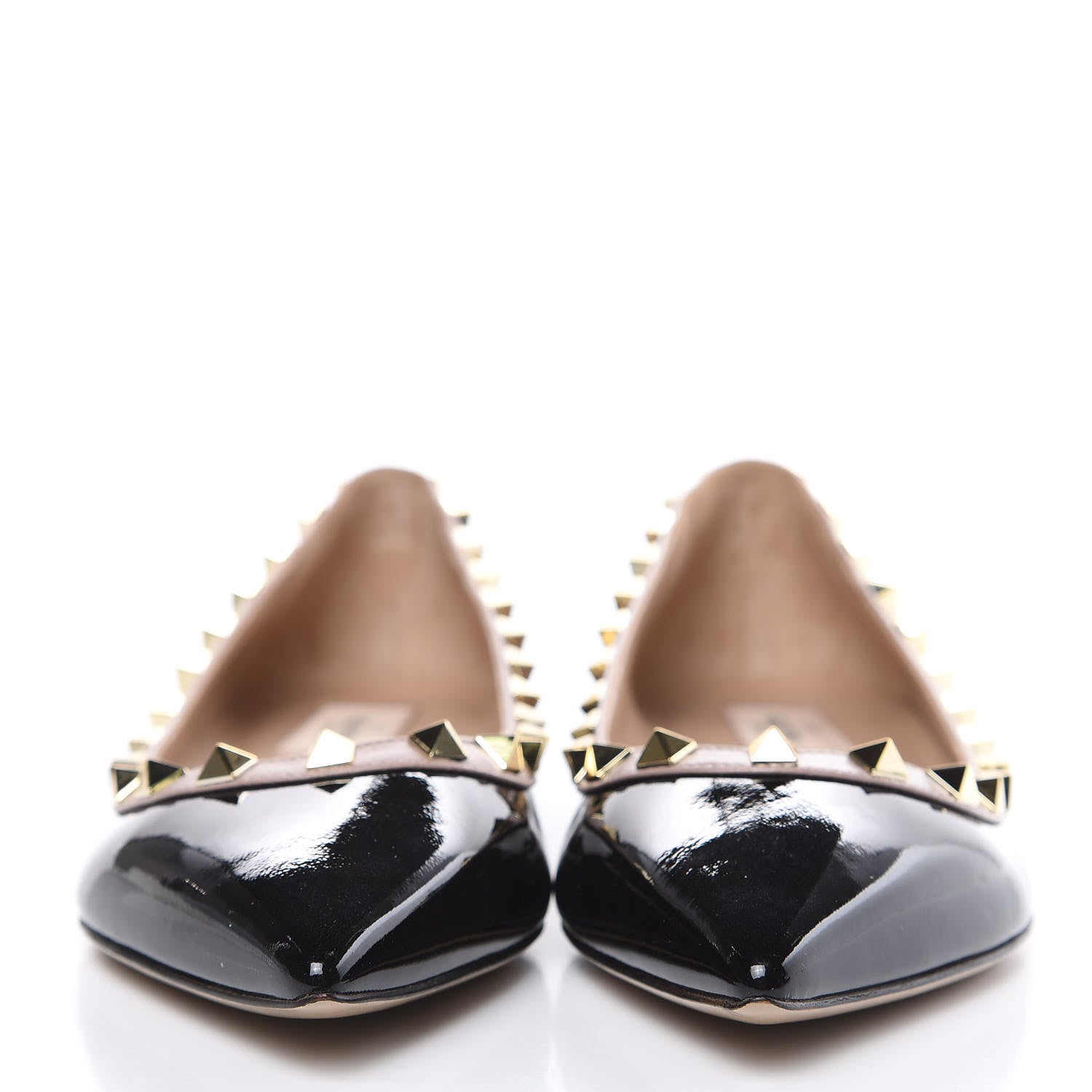Valentino Garavani Patent Nappa Rockstud Ballerina Flats 38 Black Poudre 2 of 10