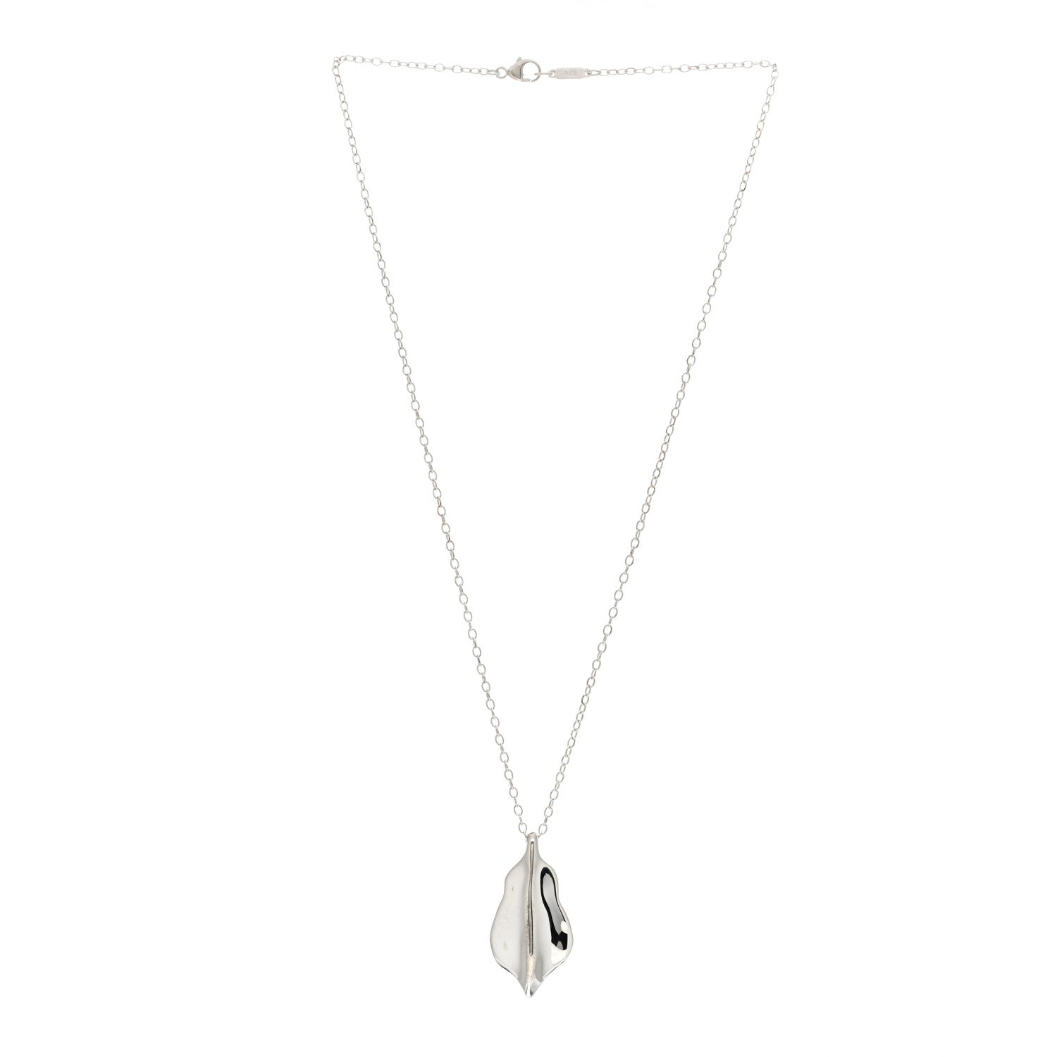 Tiffany Sterling Silver Leaf Pendant Necklace 3 of 4