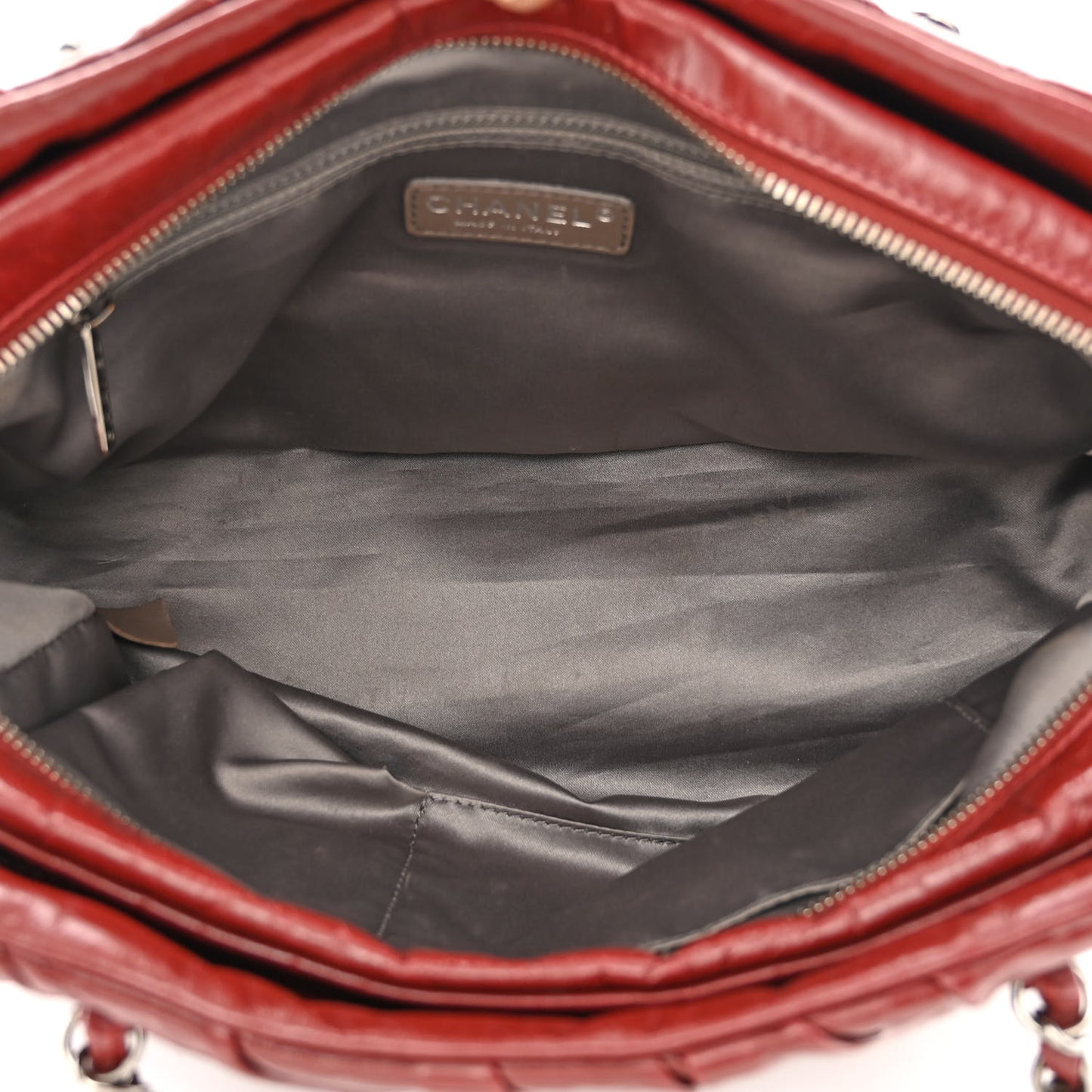 Glazed Calfskin Twisted Bowling Bag Red