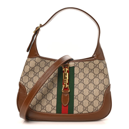 Gucci GG Supreme Monogram Azalea Calfskin Web Small Jackie 1961 Hobo Beige Ebony Brown Sugar 1 of 10