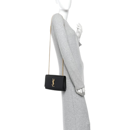 Saint Laurent Grain De Poudre Small Monogram Kate Satchel Black 2 of 10