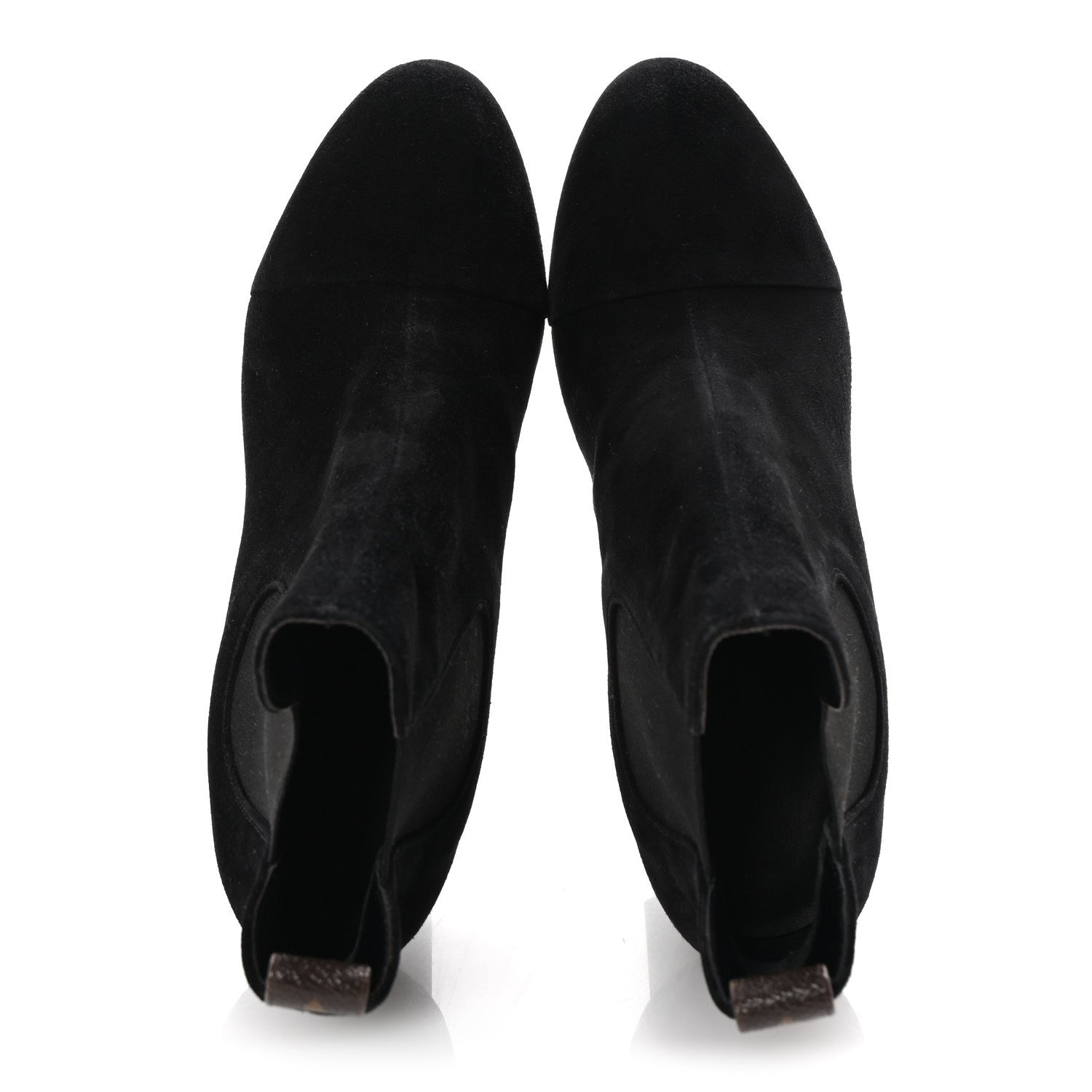 Louis Vuitton Suede Monogram Uniformes Cap Toe Chelsea 80mm Ankle Boots 38 Black 2 of 9