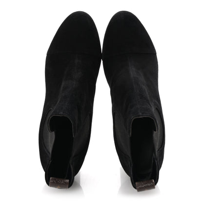 Louis Vuitton Suede Monogram Uniformes Cap Toe Chelsea 80mm Ankle Boots 38 Black 2 of 9