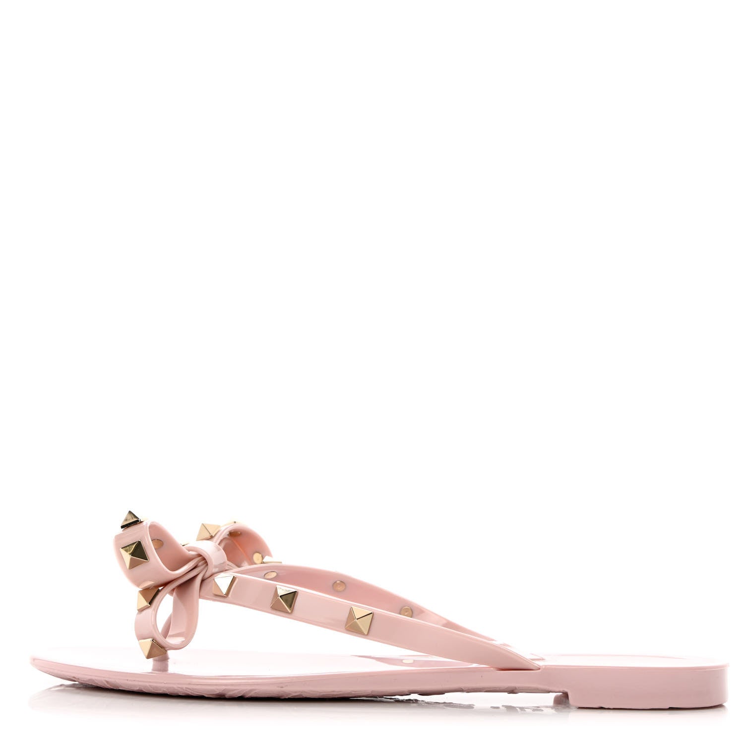 Valentino Garavani PVC Jelly Rockstud Bow Thong Sandals 37 Water Rose 1 of 16