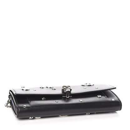Alexander McQueen Calfskin Grommet Skull Wallet On Chain Black 4 of 12