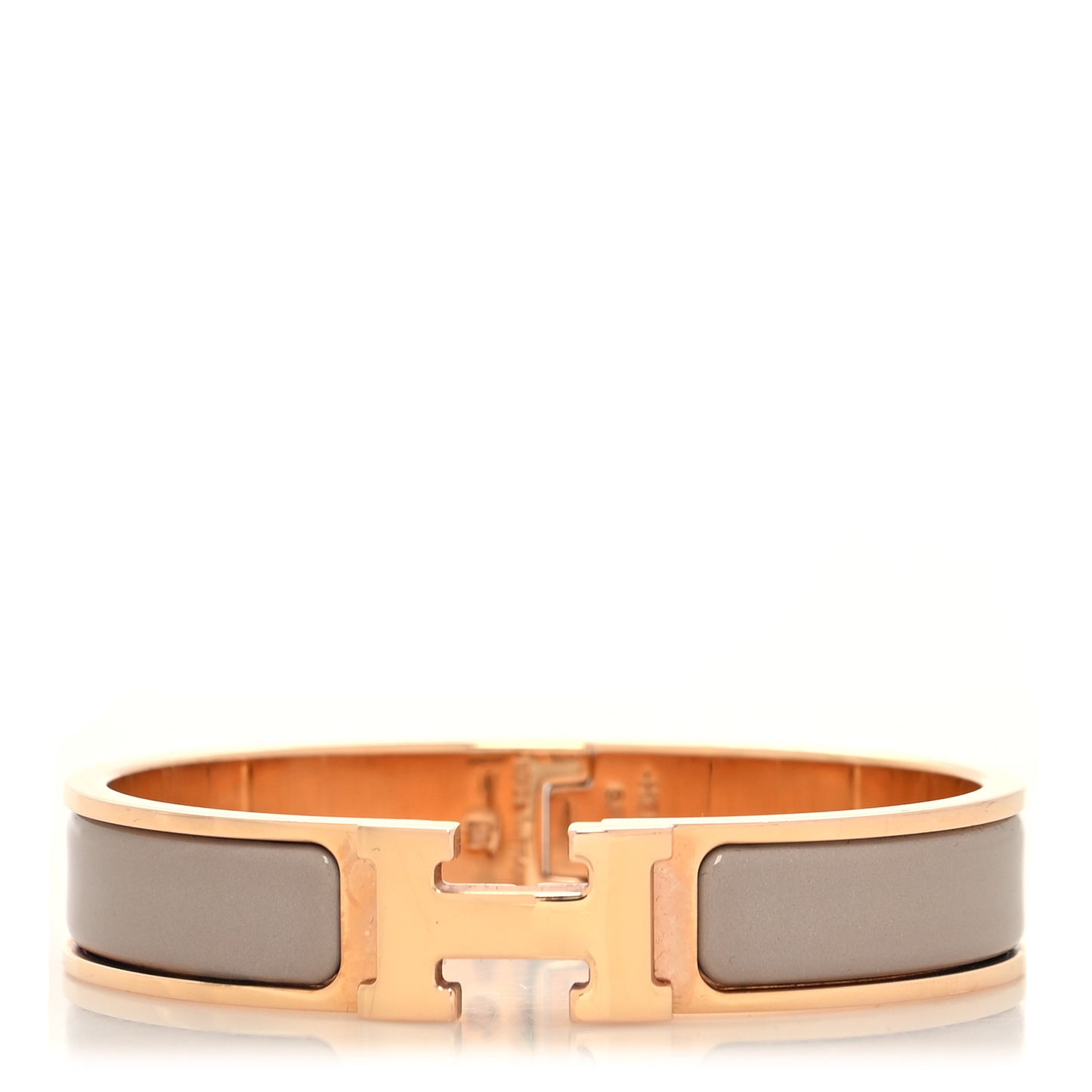 Enamel Narrow Clic Clac H Bracelet PM Marron Glace