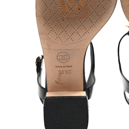 Chanel Calfskin Medallion CC Thong Sandals 38.5 Black 6 of 12