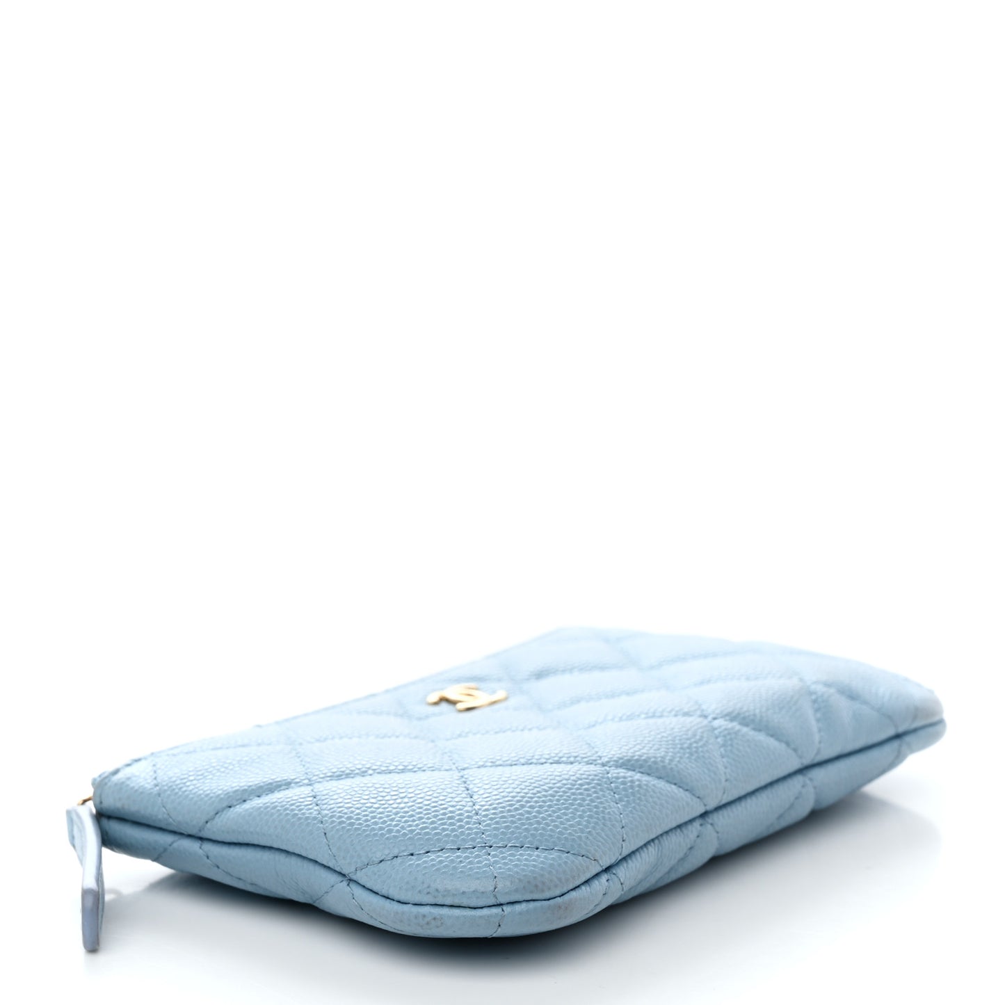 Caviar Quilted Small Cosmetic Case Light Blue