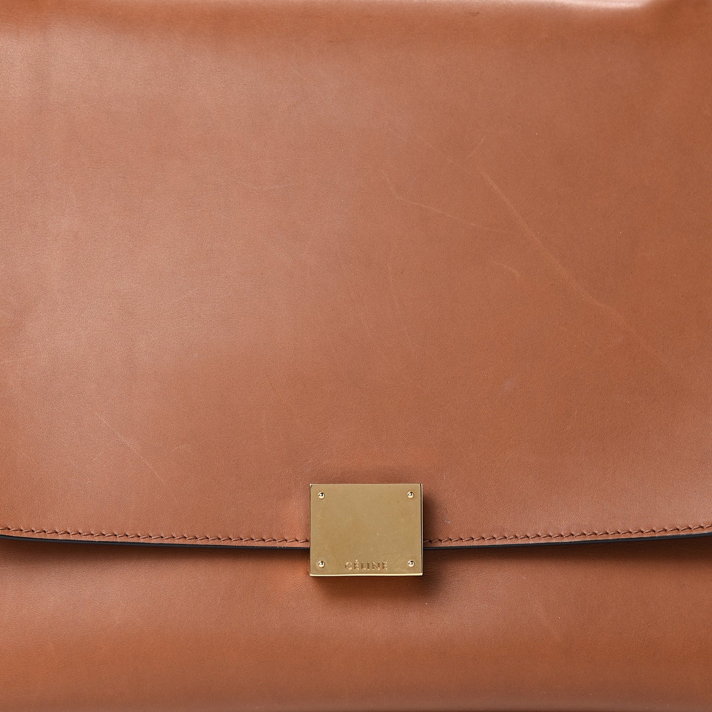 Natural Calfskin Suede Medium Trapeze Tan