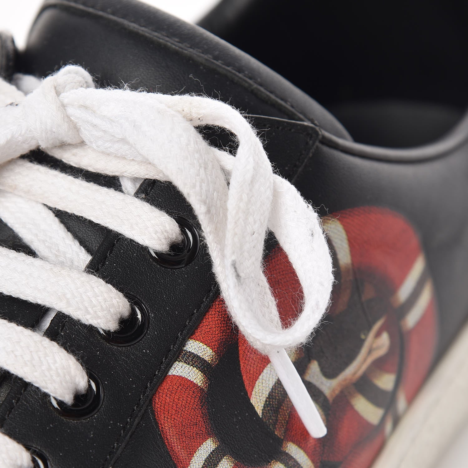 Gucci Calfskin Kingsnake Mens Ace Sneakers 7 Black Multicolor 15 of 18