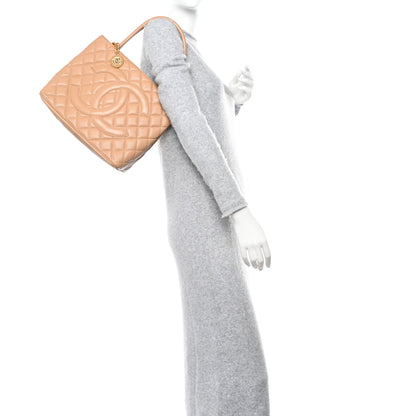Chanel Caviar Quilted Medallion Tote Beige 2 of 10