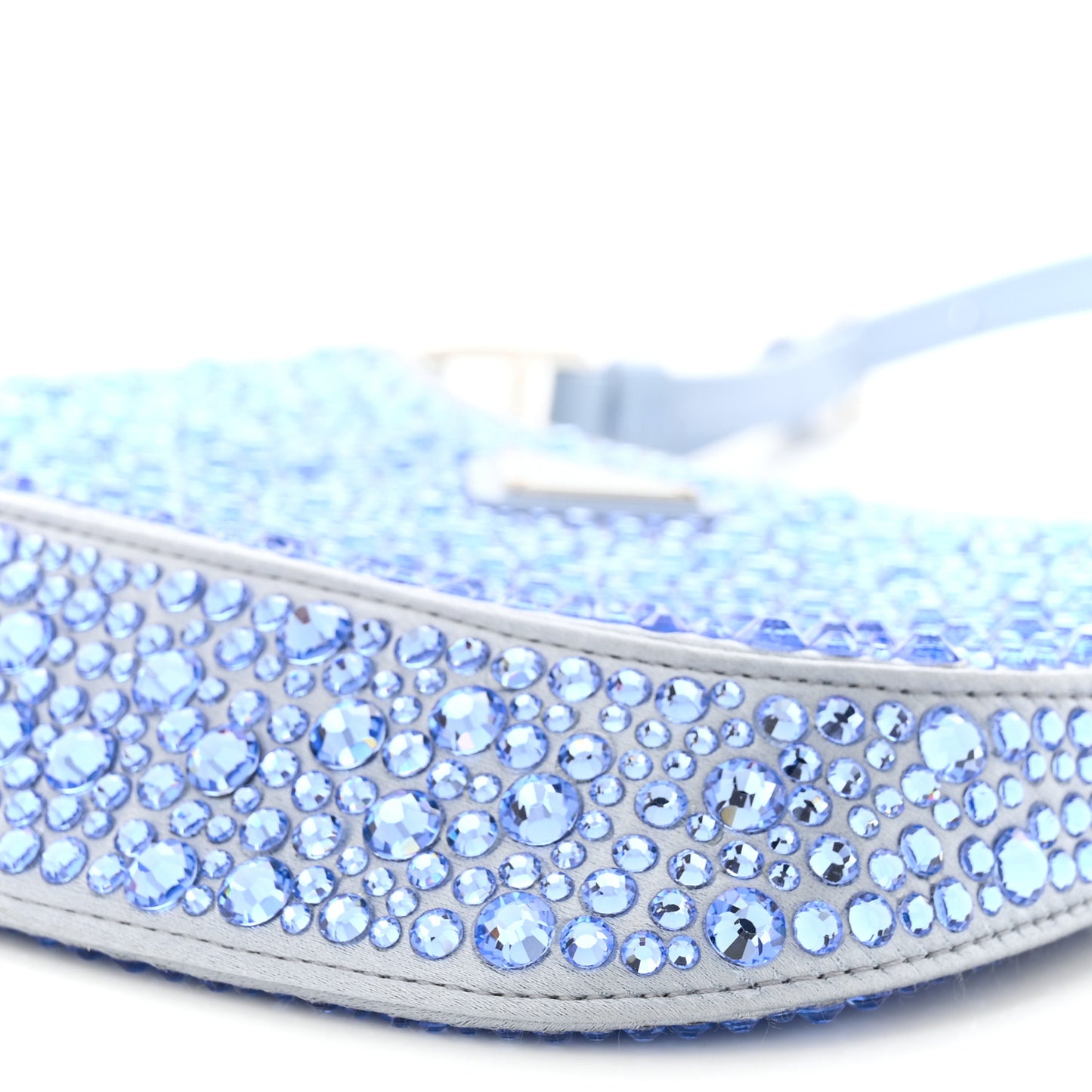 Satin Crystal Cleo Adjustable Strap Shoulder Bag Celeste