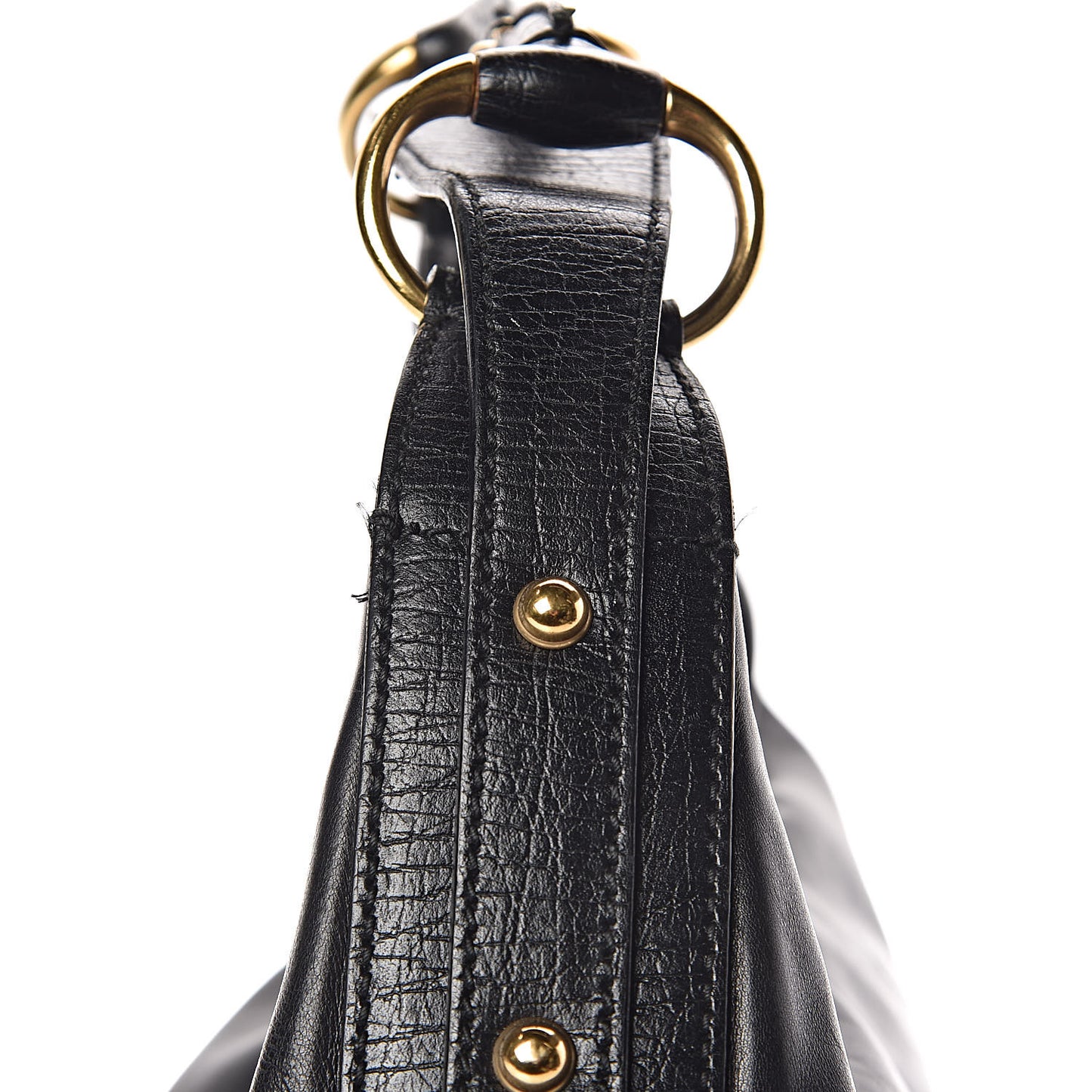 Calfskin Medium Horsebit Chain Hobo Black