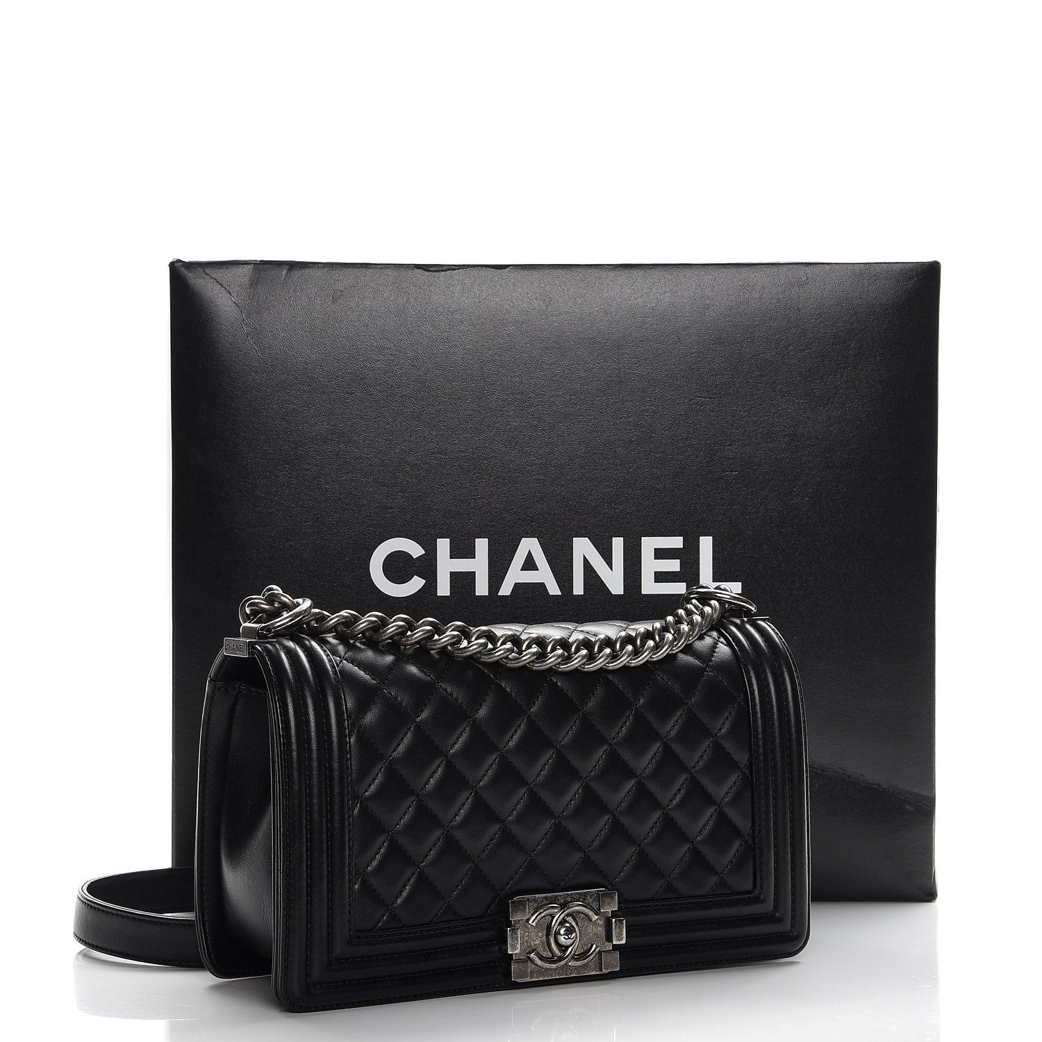 Chanel Lambskin Quilted Medium Boy Flap Black 12 of 12