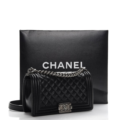Chanel Lambskin Quilted Medium Boy Flap Black 12 of 12