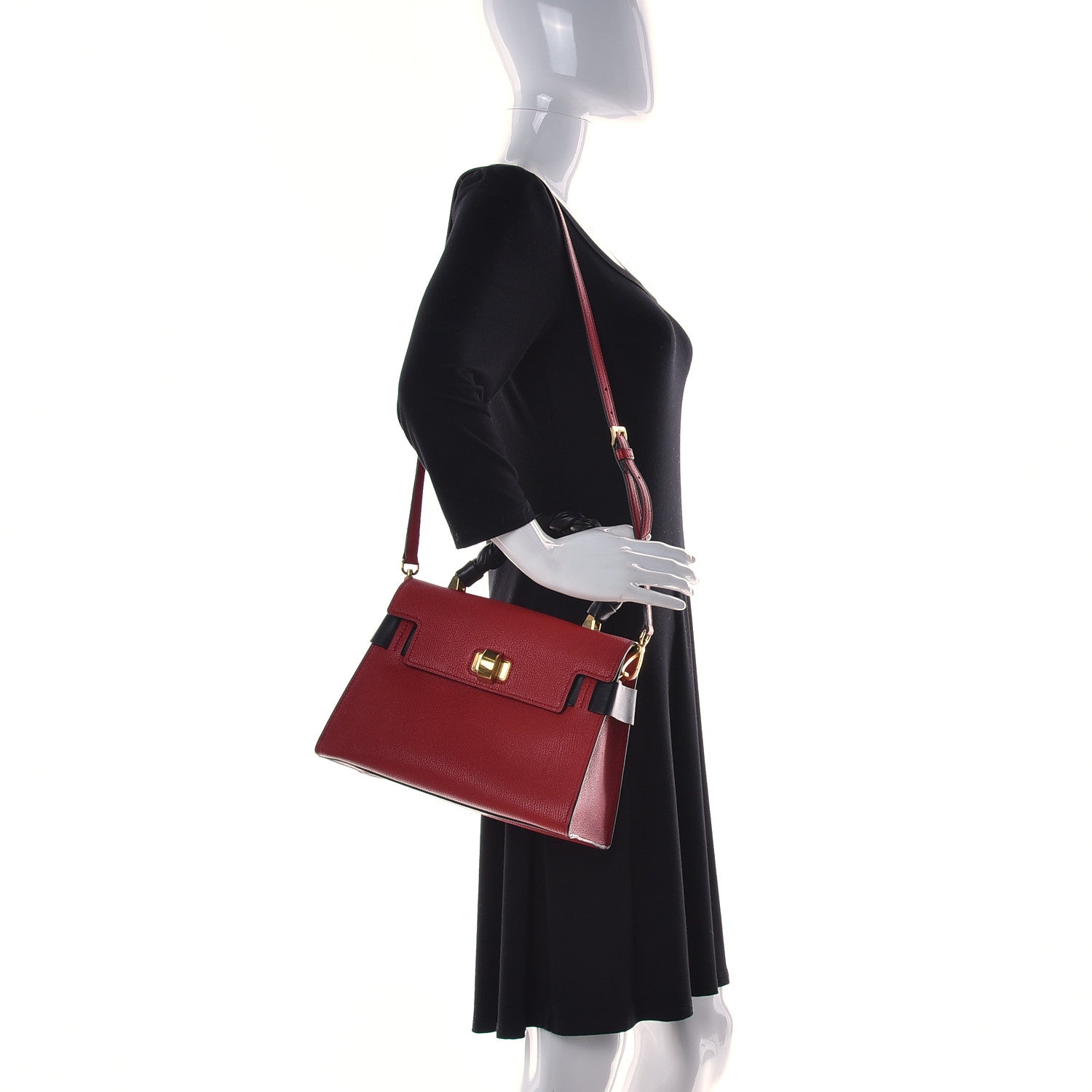 Miu Miu Goatskin Madras Click Top Handle Fuoco Black 2 of 13
