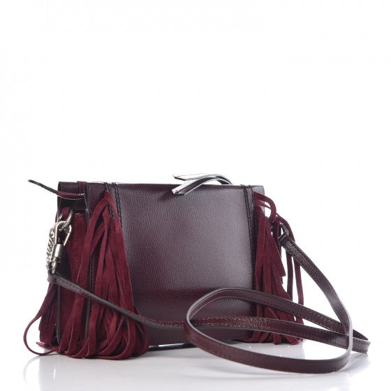Givenchy Calfskin Suede Fringe Cross 3 Crossbody Bag Aubergine 3 of 9