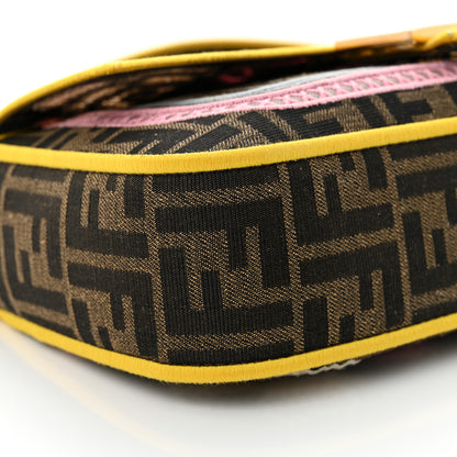 Fendi Fabric Jacquard FF Floral Embroidered Baguette Tobacco Moro Multicolor 9 of 10