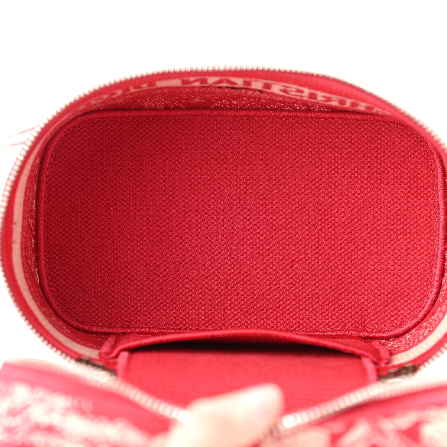 Canvas Embroidered Toile De Jouy Small Travel Vanity Case Fuchsia
