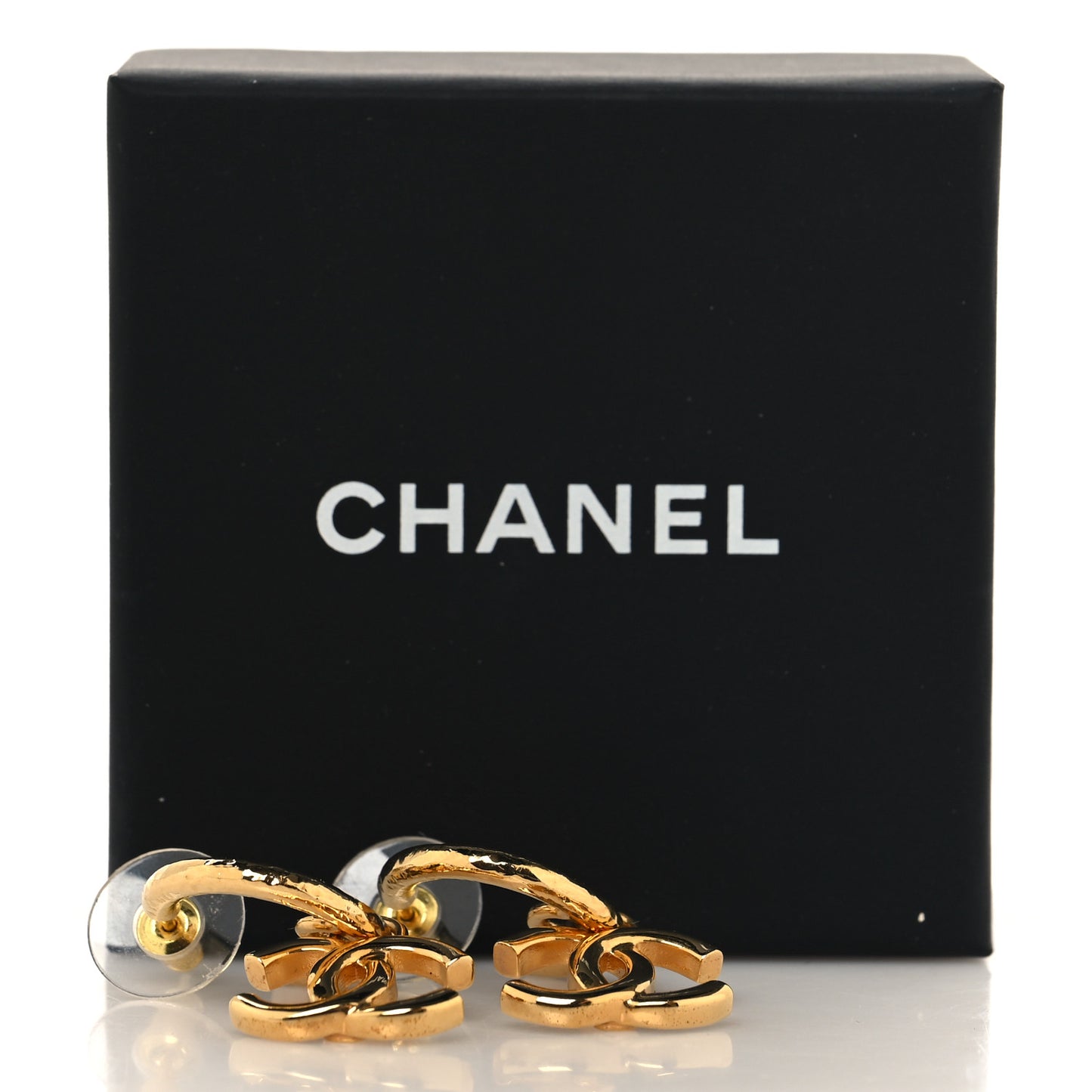 CC Hoop Drop Earrings Gold