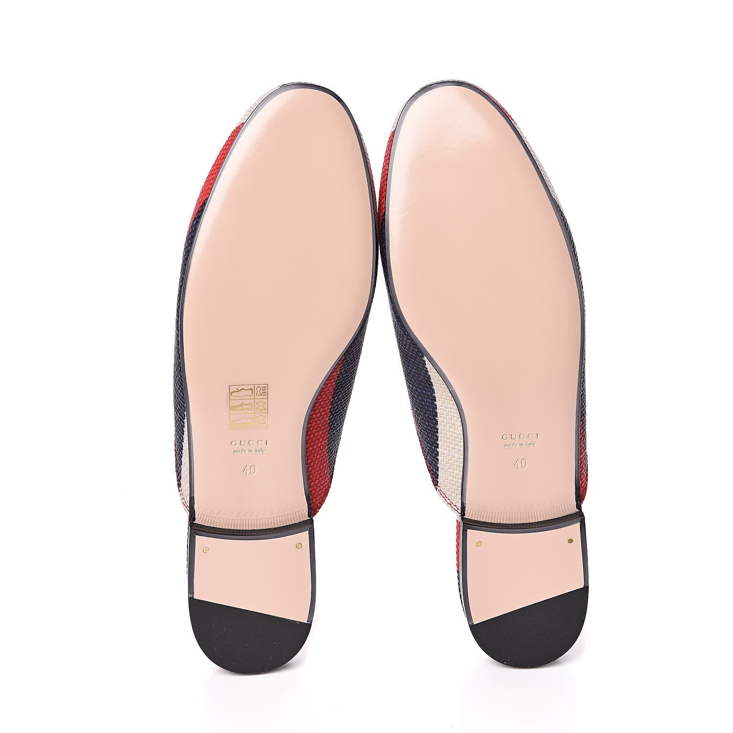 Gucci Canvas Sylvie Stripe Womens Princetown Slippers 40 Mystic White Hibiscus Red Maritime 5 of 9