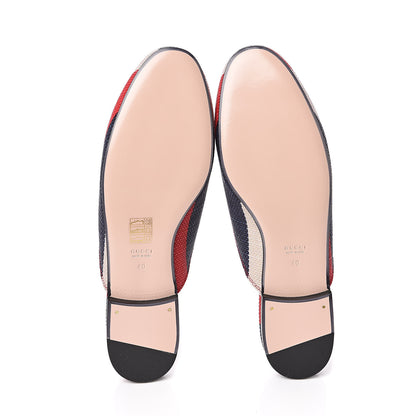Gucci Canvas Sylvie Stripe Womens Princetown Slippers 40 Mystic White Hibiscus Red Maritime 5 of 9