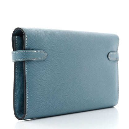 Hermes Epsom Kelly Longue Wallet Blue Jean 3 of 7