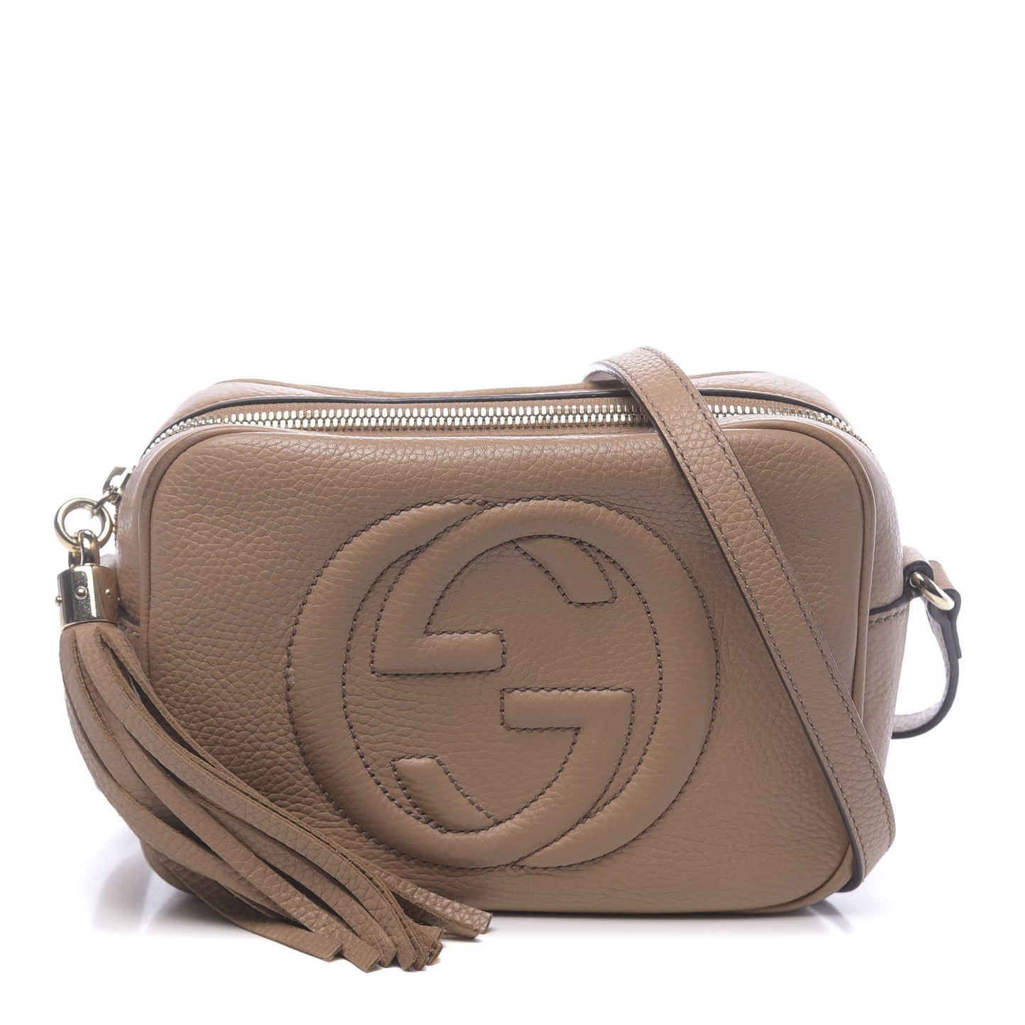 Pebbled Calfskin Small Soho Disco Bag Rose Beige