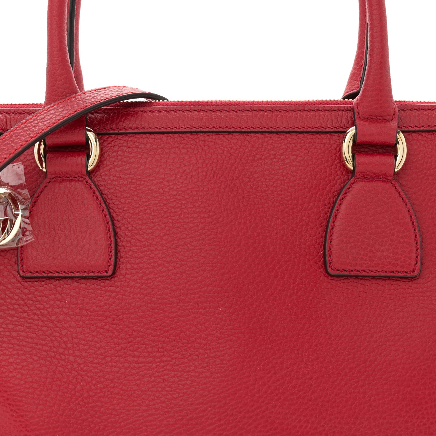 Gucci Dollar Calfskin GG Charm Satchel Red 8 of 13