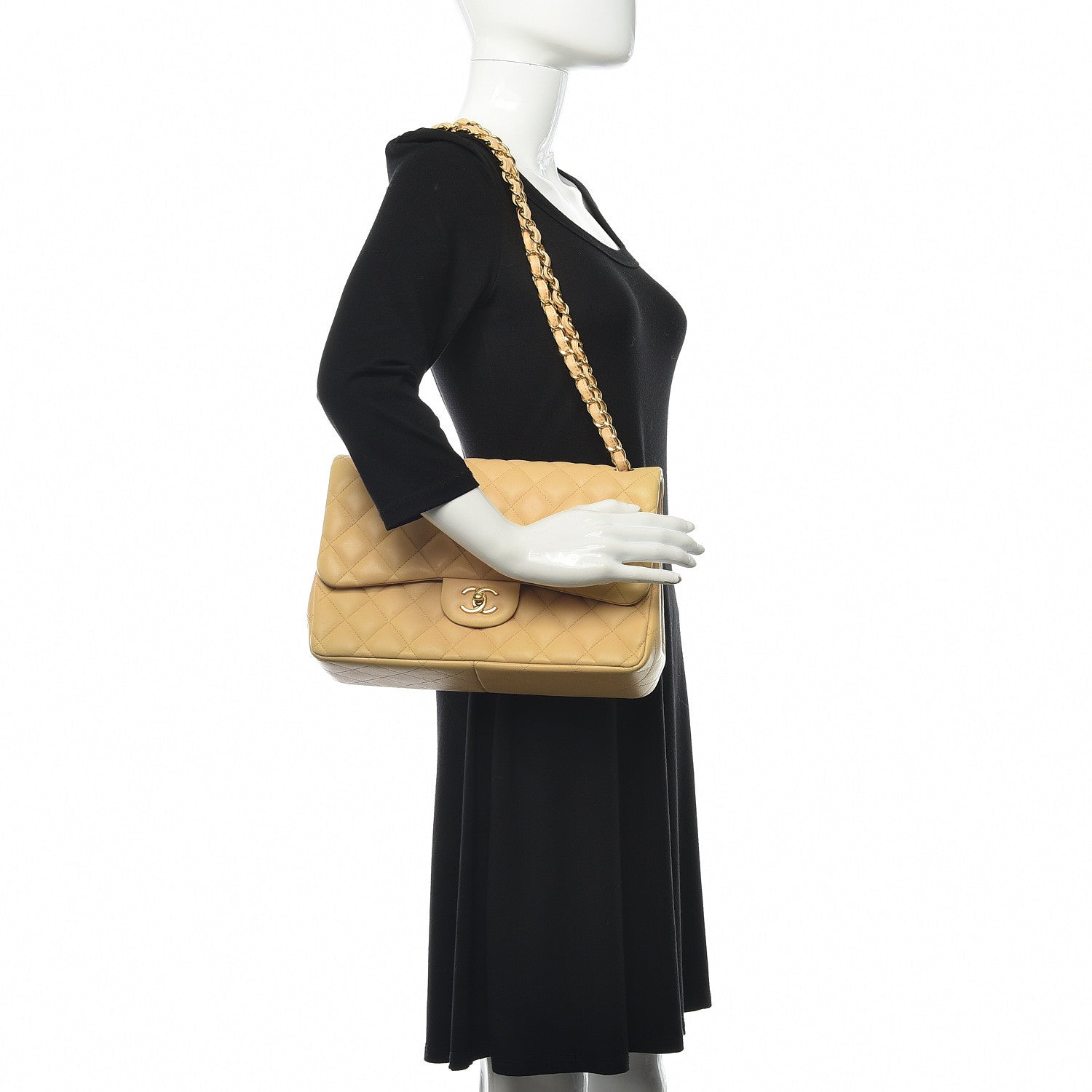 Chanel Lambskin Quilted Jumbo Double Flap Beige Clair 2 of 12