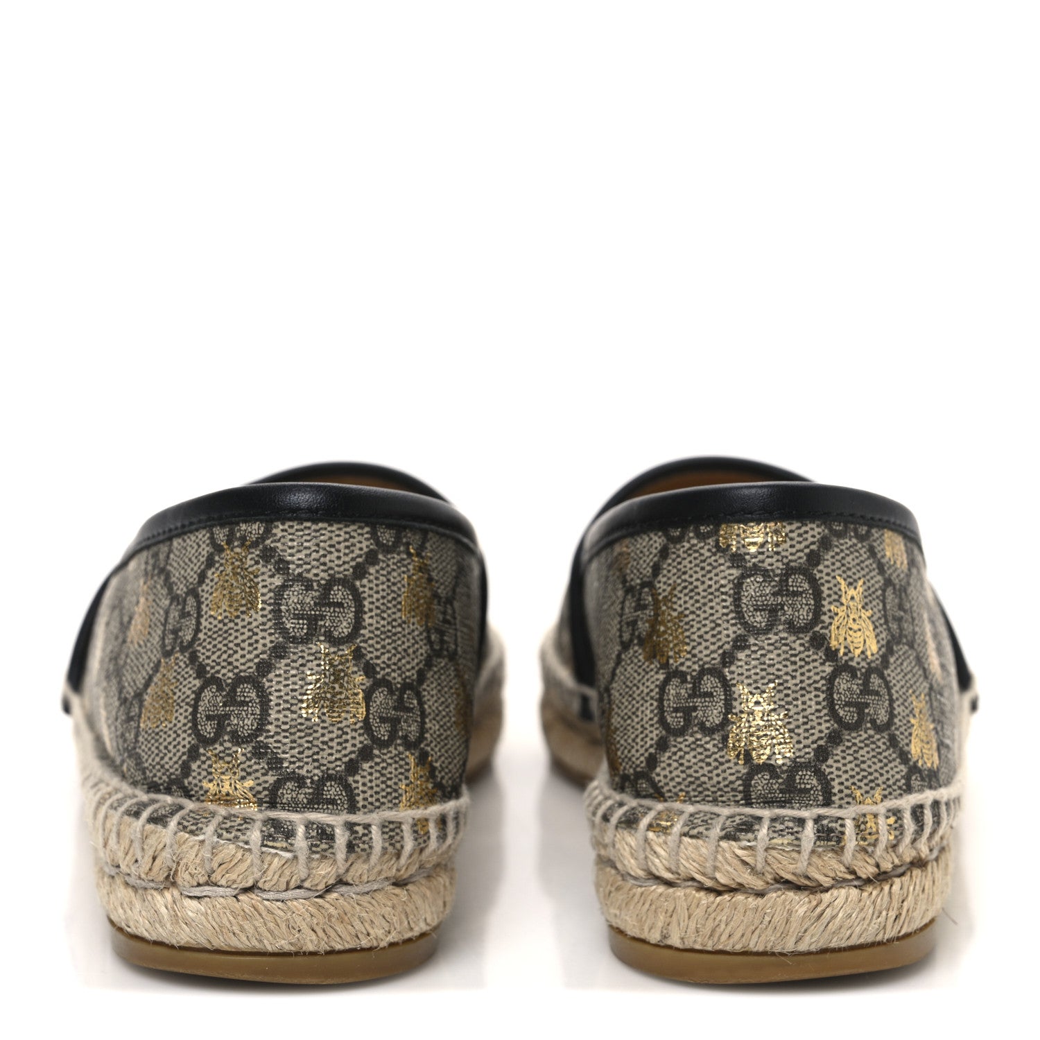 Gucci GG Supreme Monogram Bees Espadrille Flats 36.5 Beige Ebony Oro Black 6 of 10