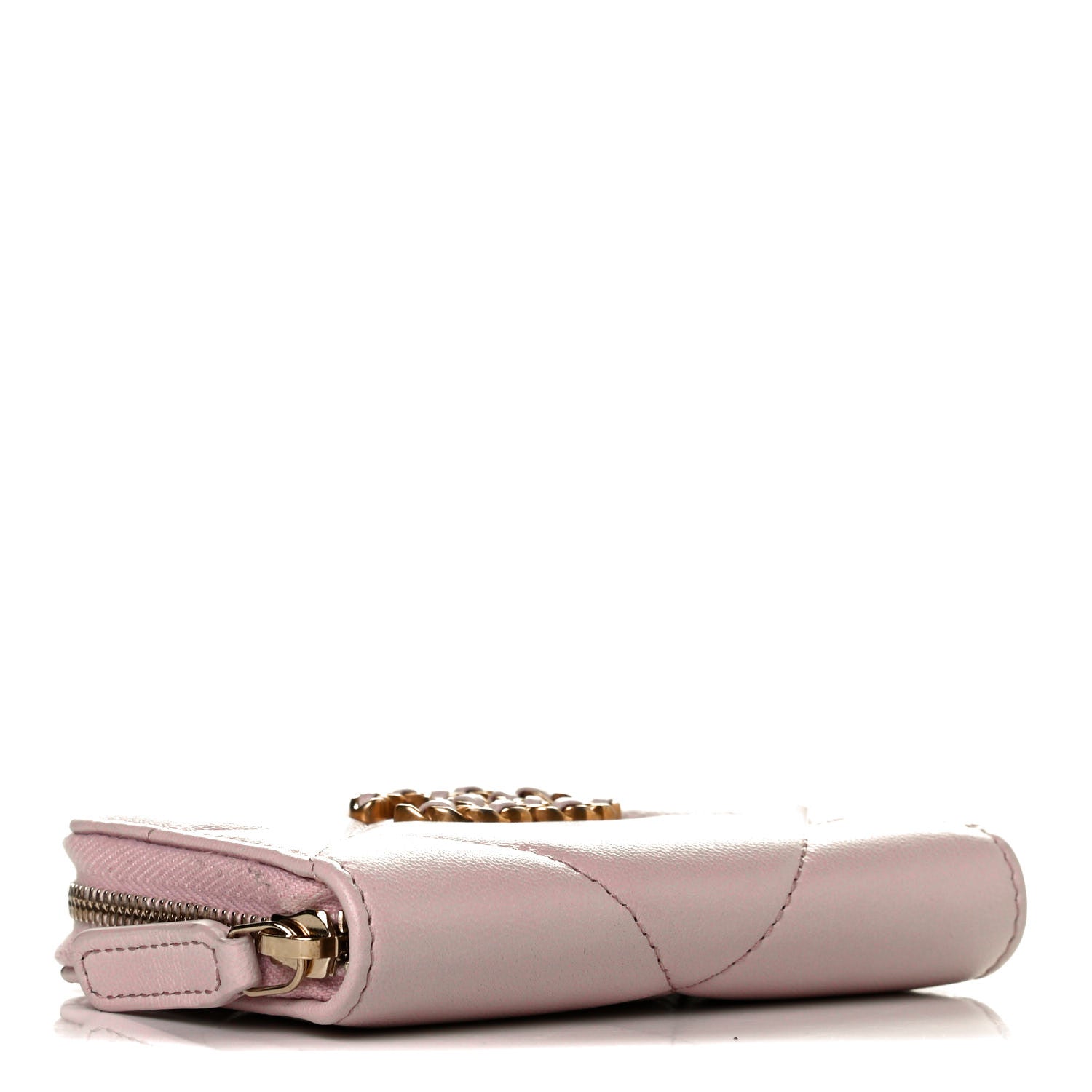 Chanel Lambskin Quilted Chanel 19 Zip Around Coin Purse Wallet Light Pink 3 of 4