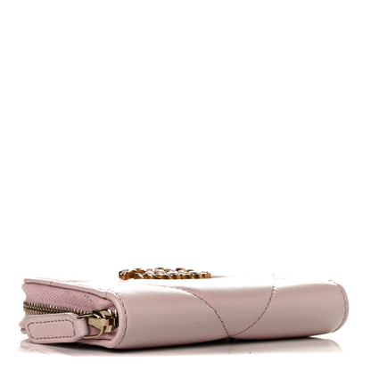 Chanel Lambskin Quilted Chanel 19 Zip Around Coin Purse Wallet Light Pink 3 of 4