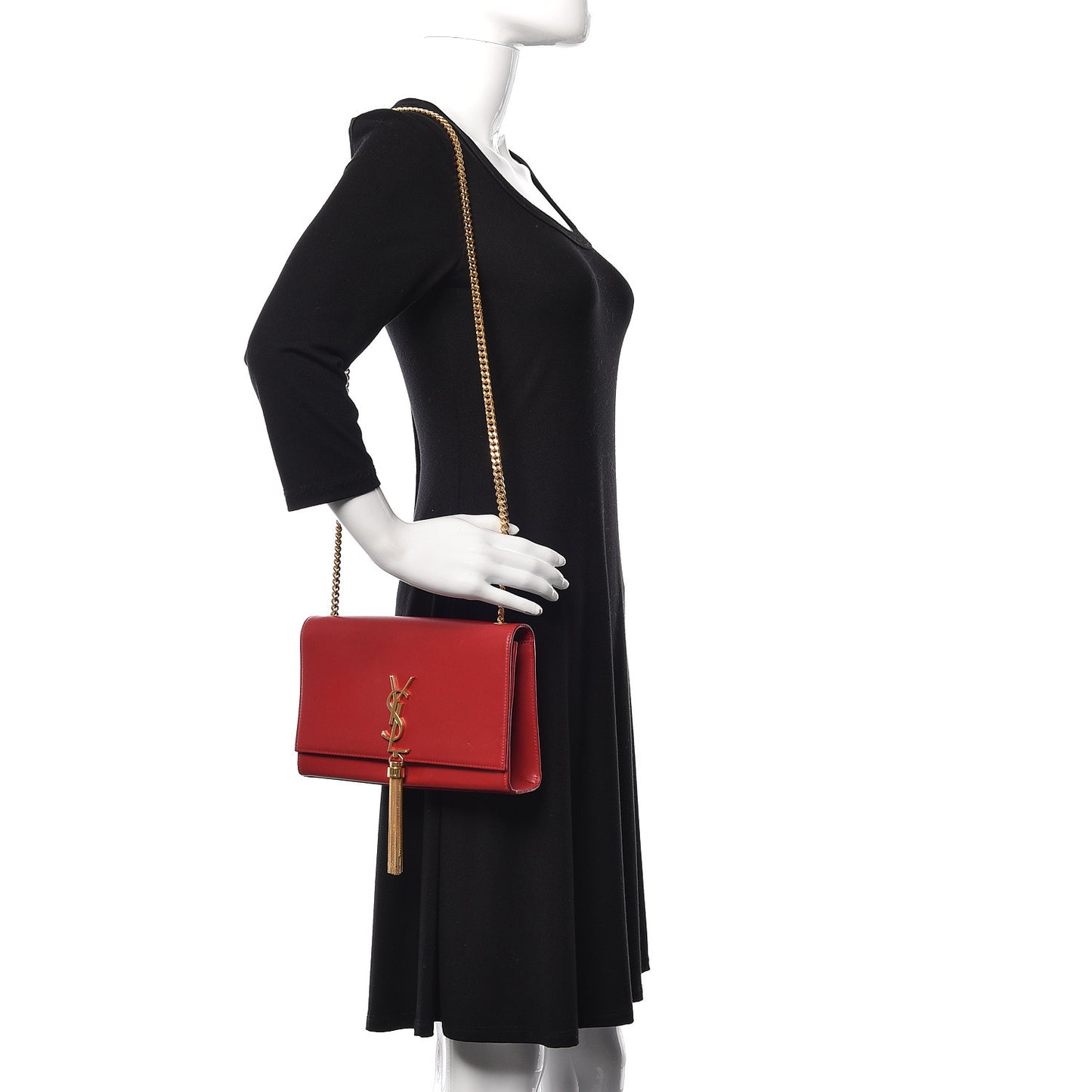 Smooth Calfskin Medium Classic Monogram Kate Tassel Satchel New Red