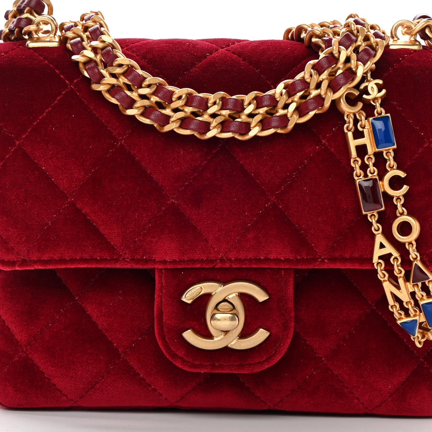 Velvet Enamel Mini Flap Red