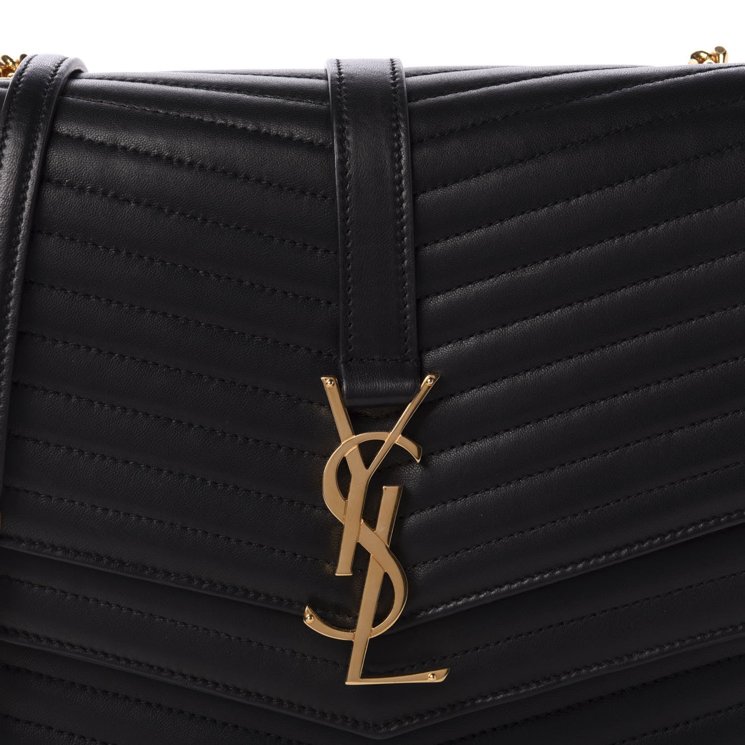 Saint Laurent Lambskin Matelasse Chevron Monogram Medium Sulpice Bag Black 12 of 12