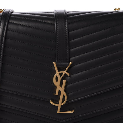 Saint Laurent Lambskin Matelasse Chevron Monogram Medium Sulpice Bag Black 12 of 12