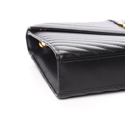 Saint Laurent Grain De Poudre Matelasse Chevron Large Monogram Satchel Black 8 of 10