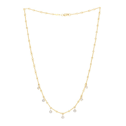 Roberto Coin 18K Yellow White Gold Diamonds by the Inch Dog Bone Chain Dangle Necklace 3 of 4