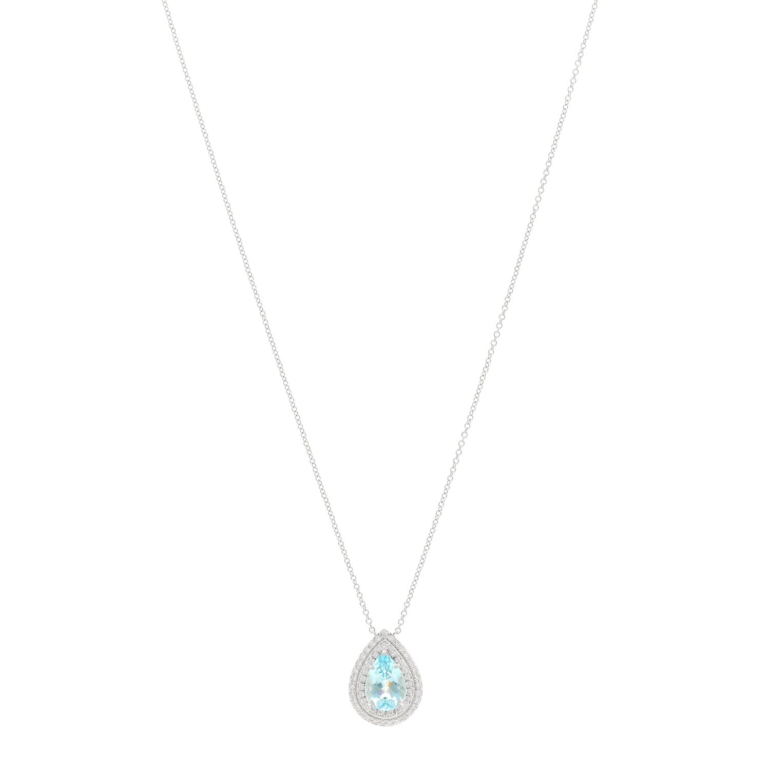 Tiffany Platinum Diamond Aquamarine Pear Shaped Soleste Pendant Necklace 1 of 5