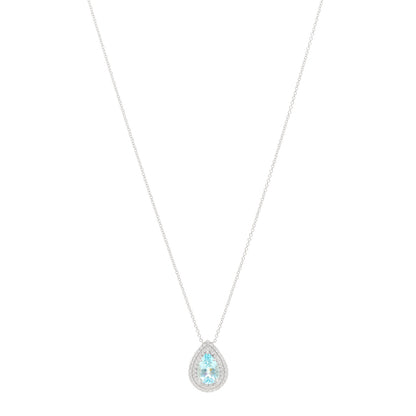 Tiffany Platinum Diamond Aquamarine Pear Shaped Soleste Pendant Necklace 1 of 5