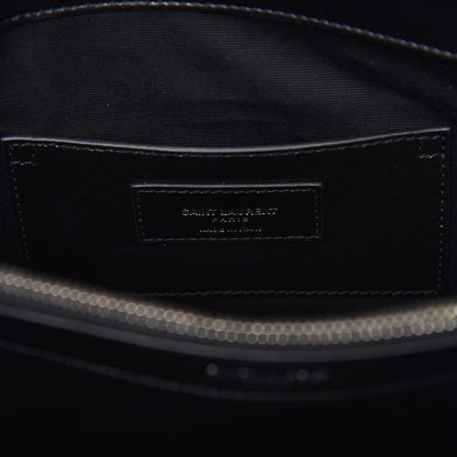 Saint Laurent Denim Mixed Matelasse Triquilt Large Monogram Envelope Satchel Black 8 of 9