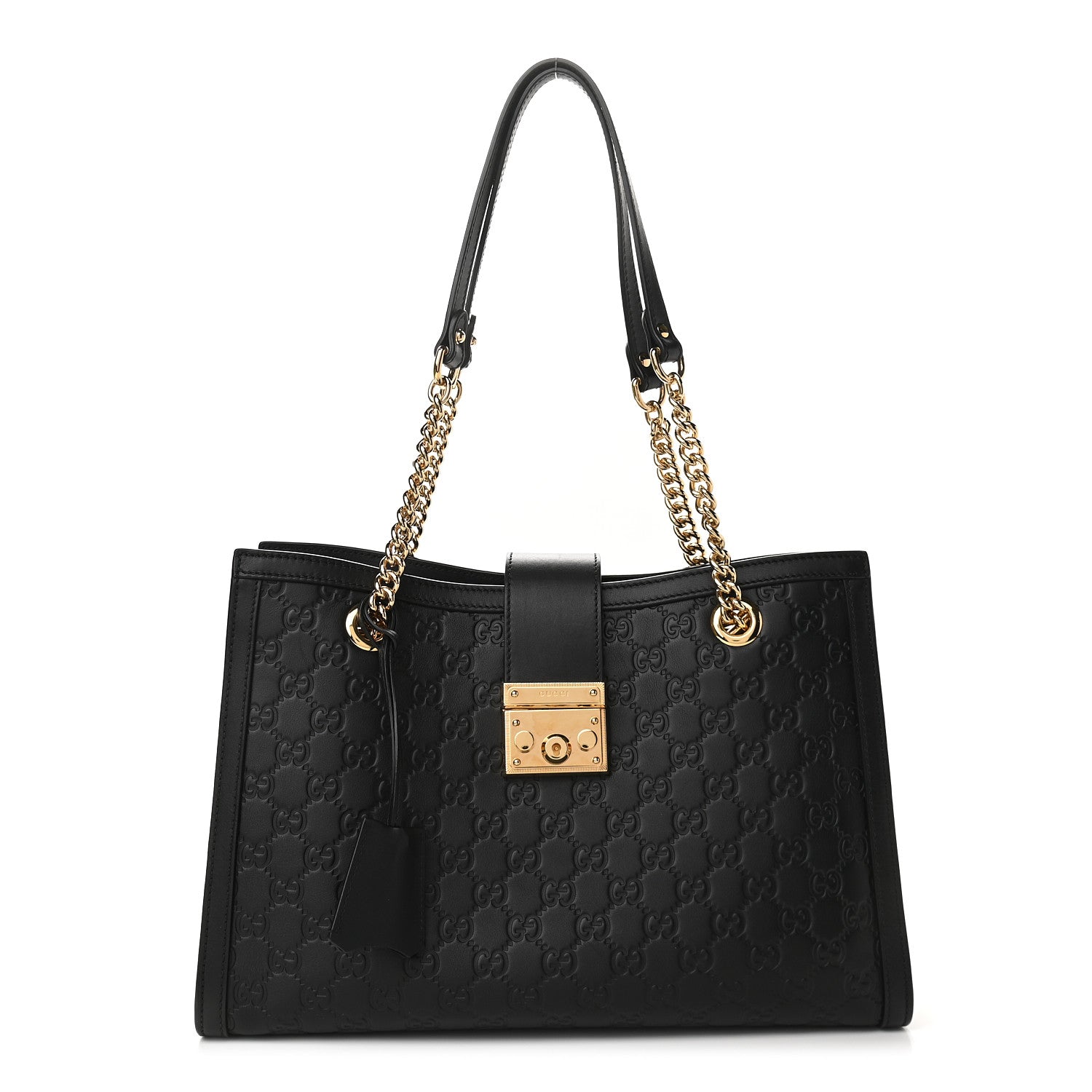 Gucci Guccissima Medium Padlock Tote Black 1 of 9